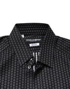 Dolce & Gabbana Black GOLD Patterned Cotton Men Dress Shirt