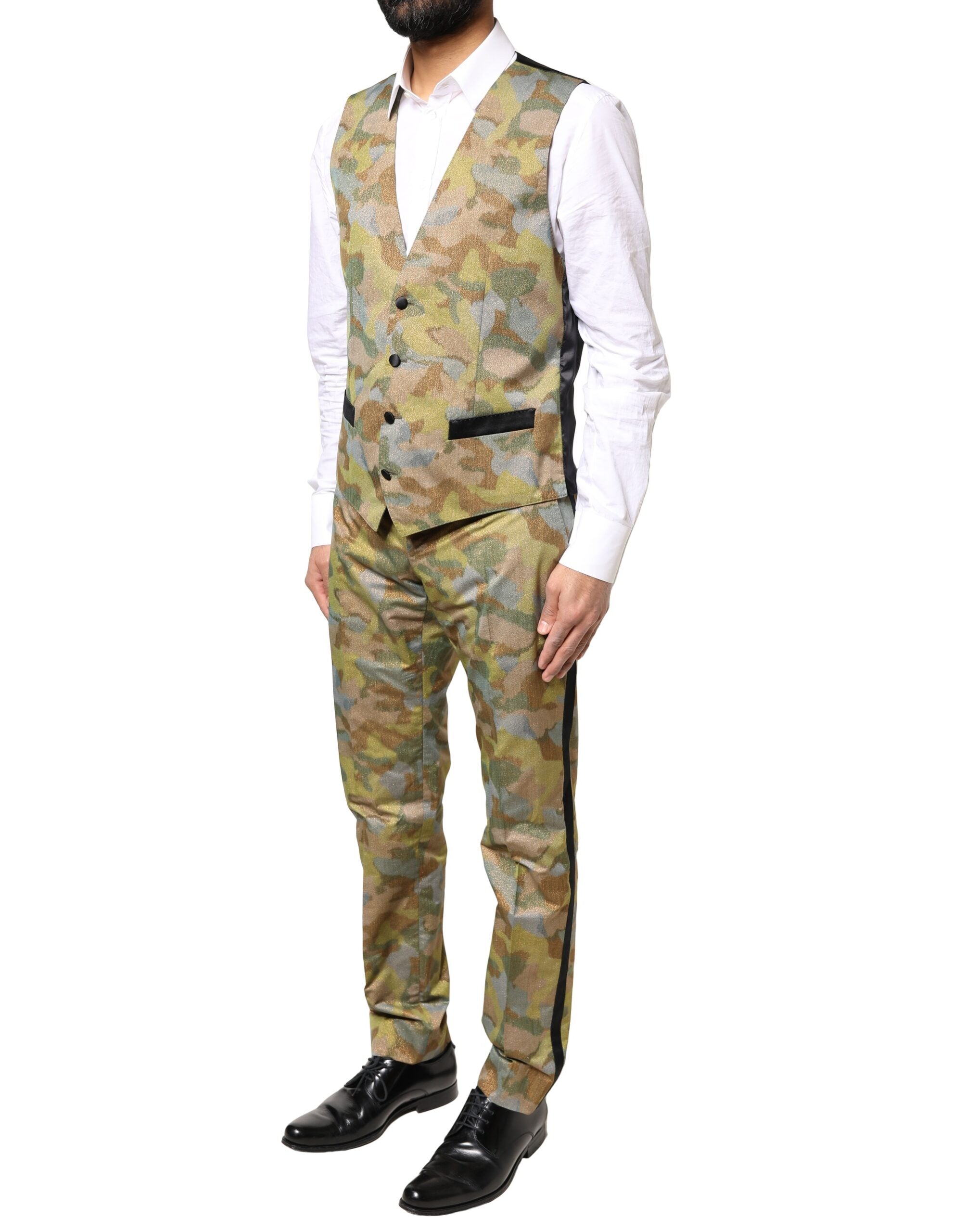 Dolce & Gabbana Multicolor Camouflage SICILIA 3 Piece Suit