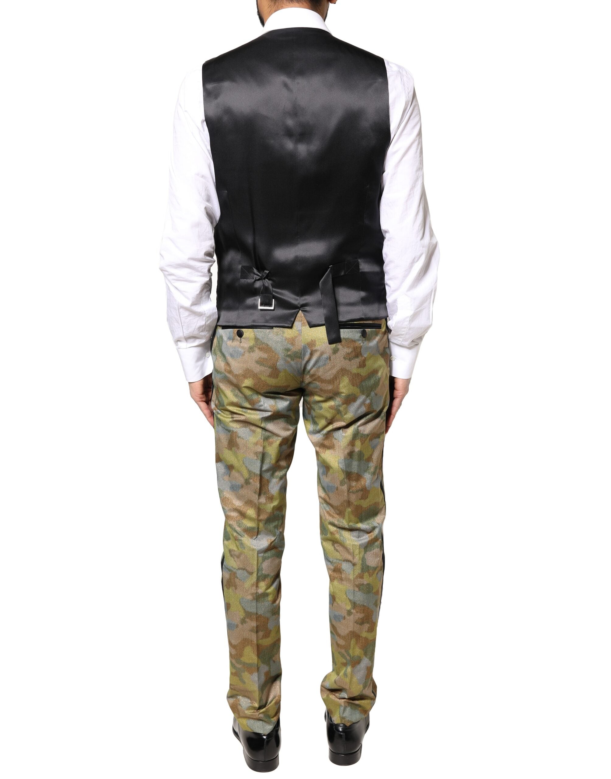 Dolce & Gabbana Multicolor Camouflage SICILIA 3 Piece Suit