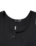 Dolce & Gabbana Black Cotton Rip Style Sleeveless Men Tank T-shirt