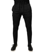 Dolce & Gabbana Black Brocade Polyester Skinny Dress Pants