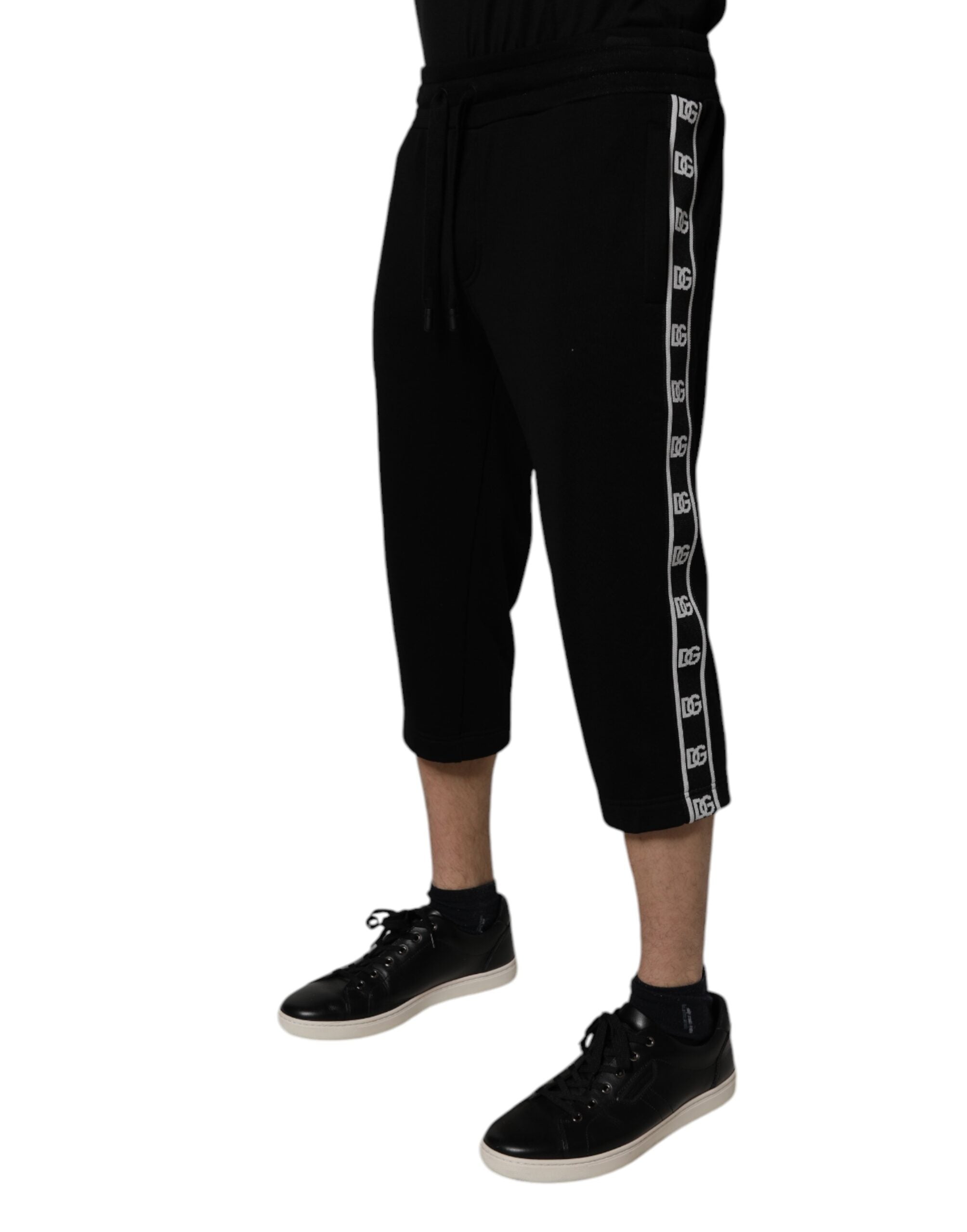 Dolce & Gabbana Black Cotton Blend Cropped Sweatpants Pants