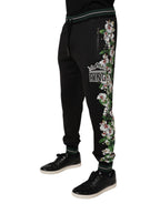 Dolce & Gabbana Black Floral King Men Jogger Sweatpants Pants