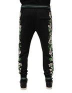 Dolce & Gabbana Black Floral King Men Jogger Sweatpants Pants