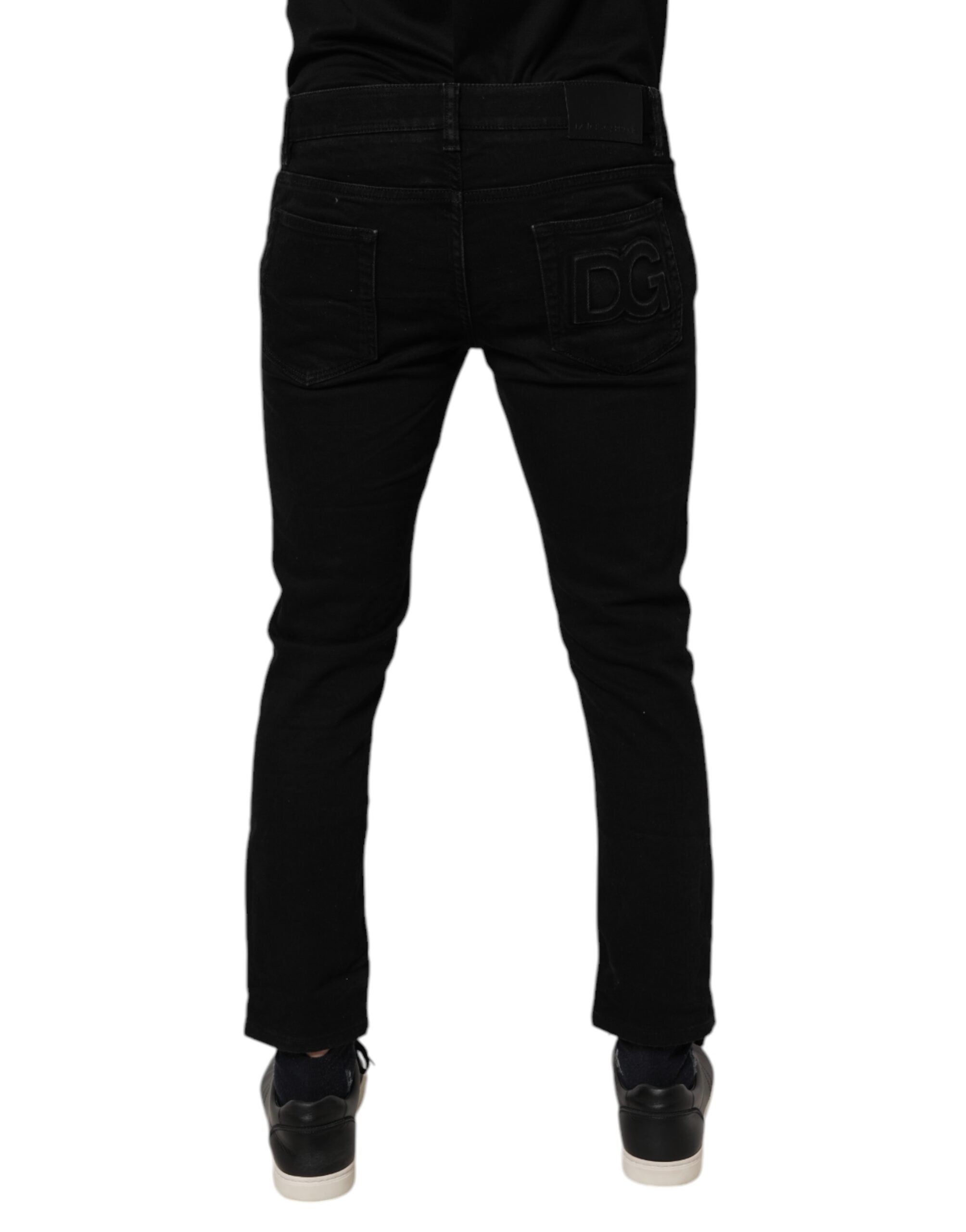 Dolce & Gabbana Black Cotton Stretch Skinny Men Denim Jeans