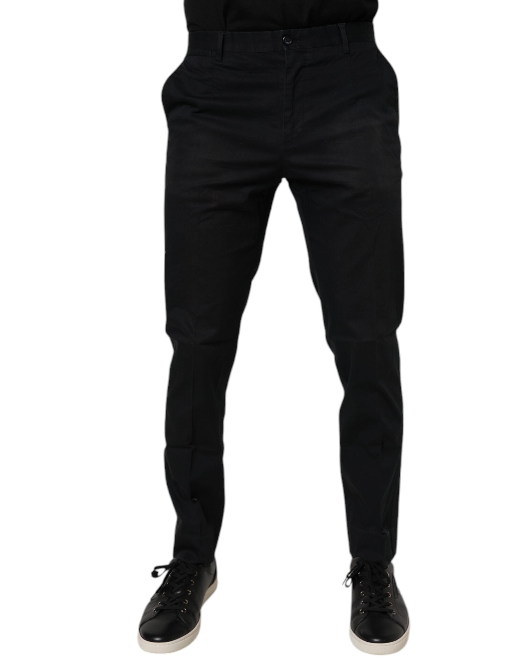Dolce & Gabbana Black Cotton Stretch Skinny Dress Formal Pants