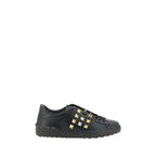 Valentino Garavani Black Calf Leather Bos Taurus Low Top Sneakers