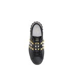 Valentino Garavani Black Calf Leather Bos Taurus Low Top Sneakers