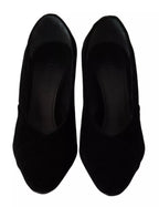Jil Sander Black Leather Suede Block Heels Pumps Shoes