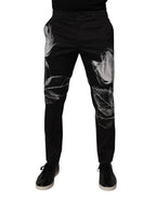 Dolce & Gabbana Black Cotton Floral Skinny Dress Pants