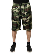 Dolce & Gabbana Multicolor Camouflage Silk Mid Waist Bermuda Shorts