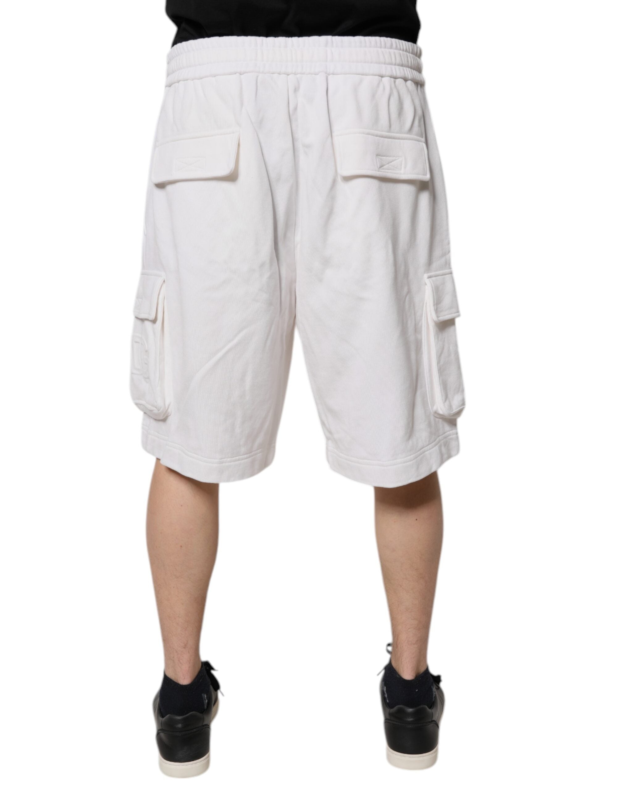 Dolce & Gabbana White Cotton Cargo Bermuda Sweatshorts Shorts