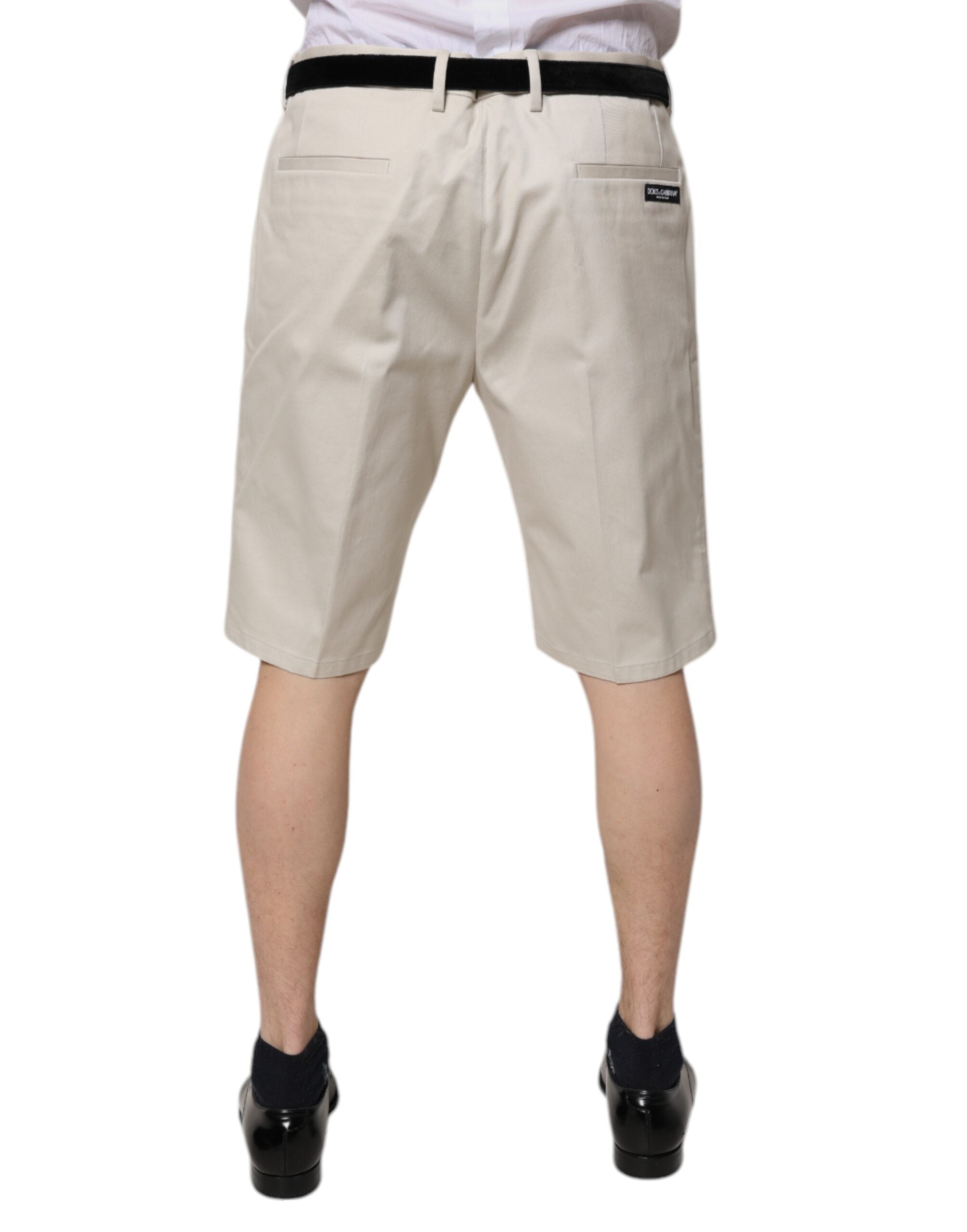 Dolce & Gabbana Beige Cotton Stretch Mid Waist Bermuda Shorts