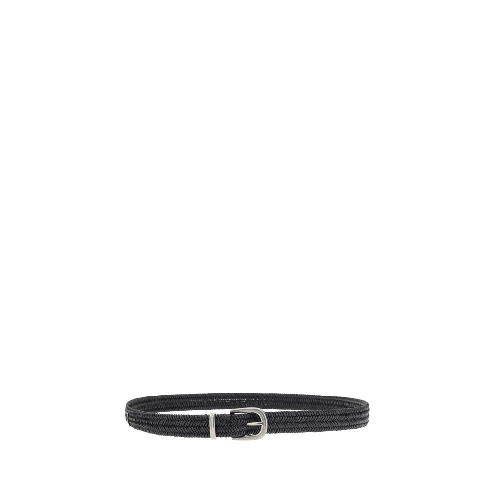 Brunello Cucinelli Black Calf Leather Bos Taurus Regular Belt