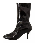 Stuart Weitzman Black Patent Leather High Heels Boots Shoes