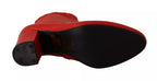 Steve Madden Red Leather Block Heels Ankle Boots Shoes