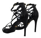 Dolce & Gabbana Black Leather Stiletto Heels Sandals Shoes