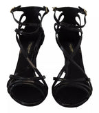 Dolce & Gabbana Black Leather Stiletto Heels Sandals Shoes