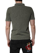 Dolce & Gabbana Army Green Logo Plaque Cotton Polo Shirt T-shirt