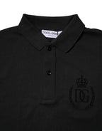 Dolce & Gabbana Black Cotton DG Logo Collared Polo T-shirt