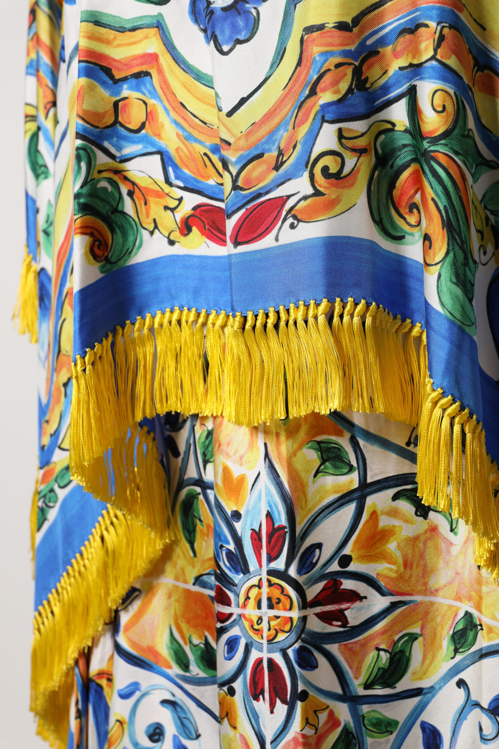 Dolce & Gabbana Multicolor Majolica Kaftan Short Sleeves Maxi Dress