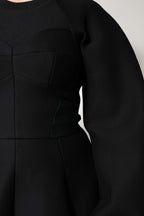 Dolce & Gabbana Black Cotton Long Sleeves A-line Mini Dress