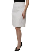Dolce & Gabbana White High Waist Knee Length Pencil Skirt