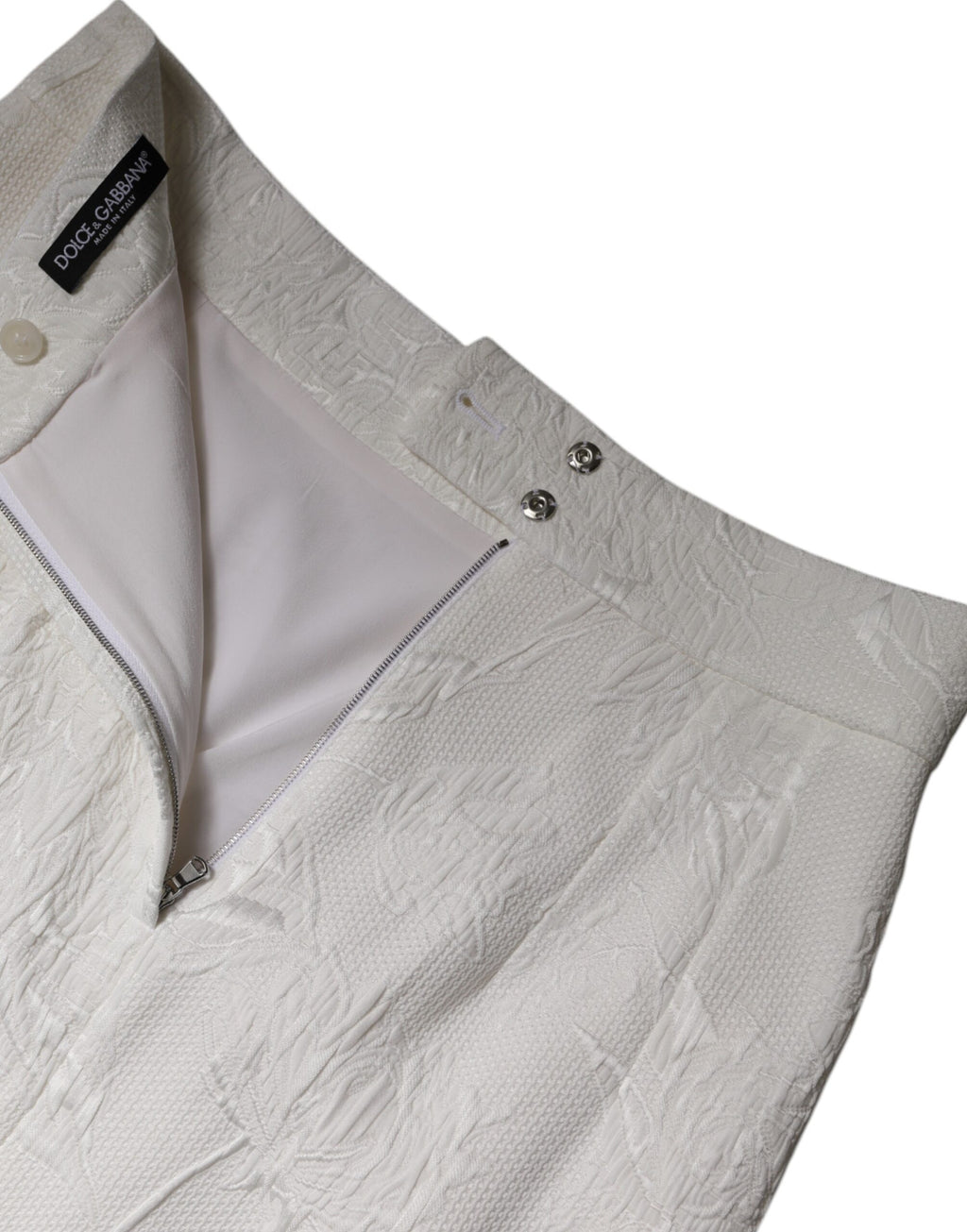 Dolce & Gabbana White High Waist Knee Length Pencil Skirt