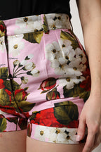 Dolce & Gabbana Pink Floral Print High Waist Hotpants Short