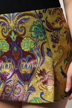 Dolce & Gabbana Multicolor Floral Jacquard Mid Waist Mini Skirt