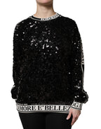 Dolce & Gabbana Black DG Queen Sequin Pullover Sweater