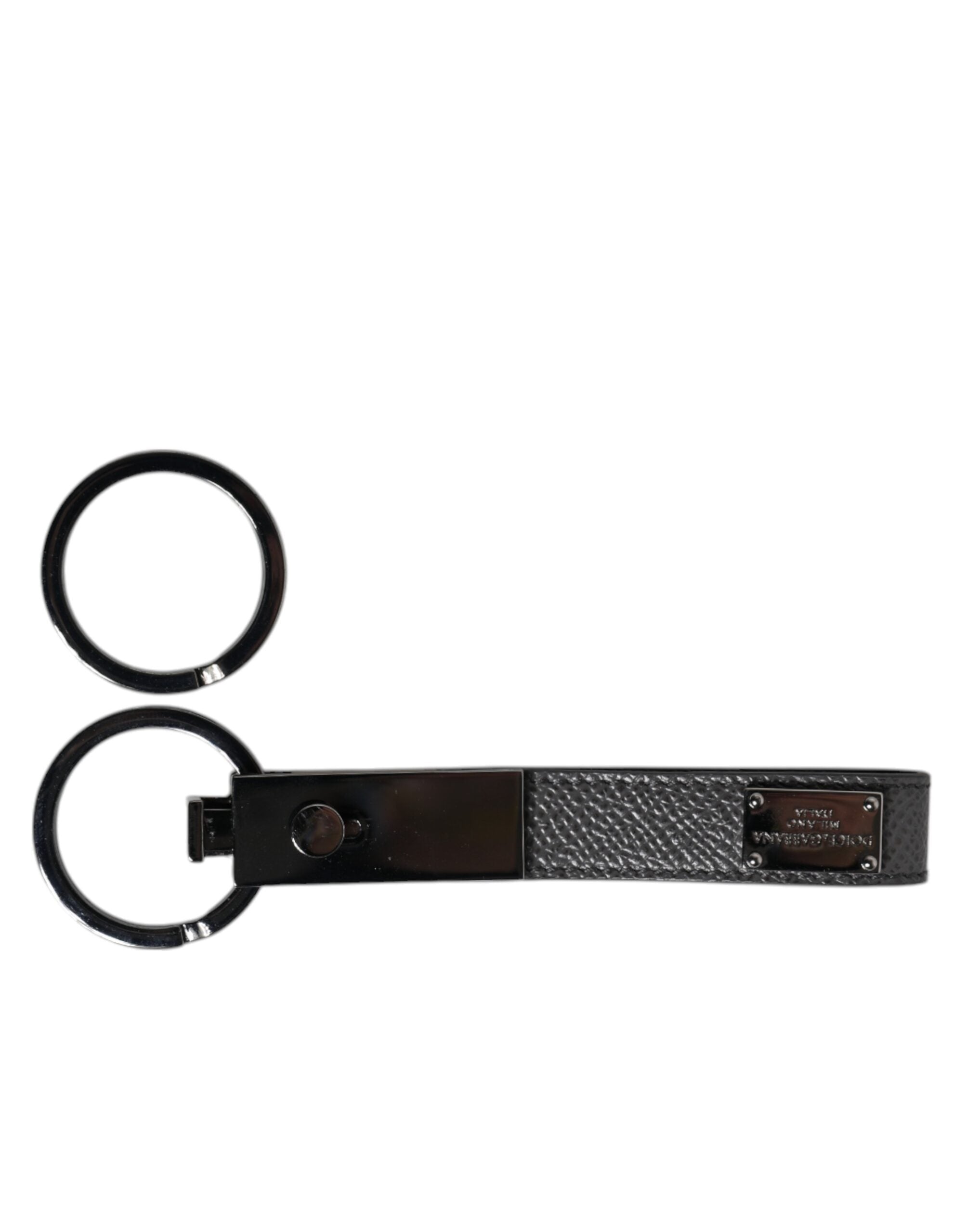 Dolce & Gabbana Brown Leather DG Plaque Double Keyring Holder Keychain