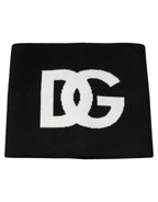 Dolce & Gabbana Black Cashmere DG Logo Square Handkerchief Scarf