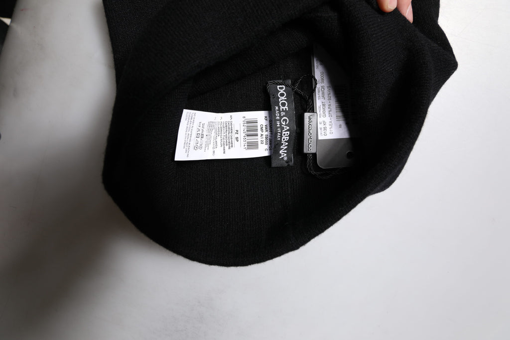 Dolce & Gabbana Black Cashmere DG Logo Square Handkerchief Scarf