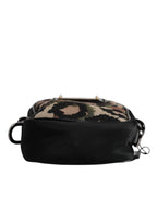 Dolce & Gabbana Multicolor Leopard Jacquard Logo Plaque Neck Strap Bag