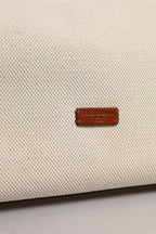 Dolce & Gabbana Beige Brown Cotton Leather Duffle Shoulder Bag