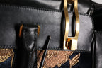Dolce & Gabbana Black Floral Jacquard Handbag Shoulder Tote Bag
