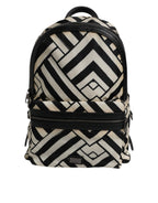 Dolce & Gabbana Black White Nylon Leather Travel Back Pack Bag