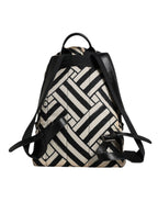 Dolce & Gabbana Black White Nylon Leather Travel Back Pack Bag