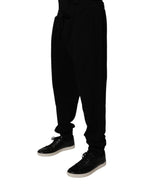 Dolce & Gabbana Black Cotton Crown Logo Jogger Pants