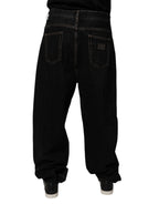 Dolce & Gabbana Black Cotton Mid Waist Wide Leg Denim Jeans