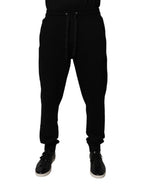 Dolce & Gabbana Black Cotton Mid Waist Jogger Sweatpants Pants