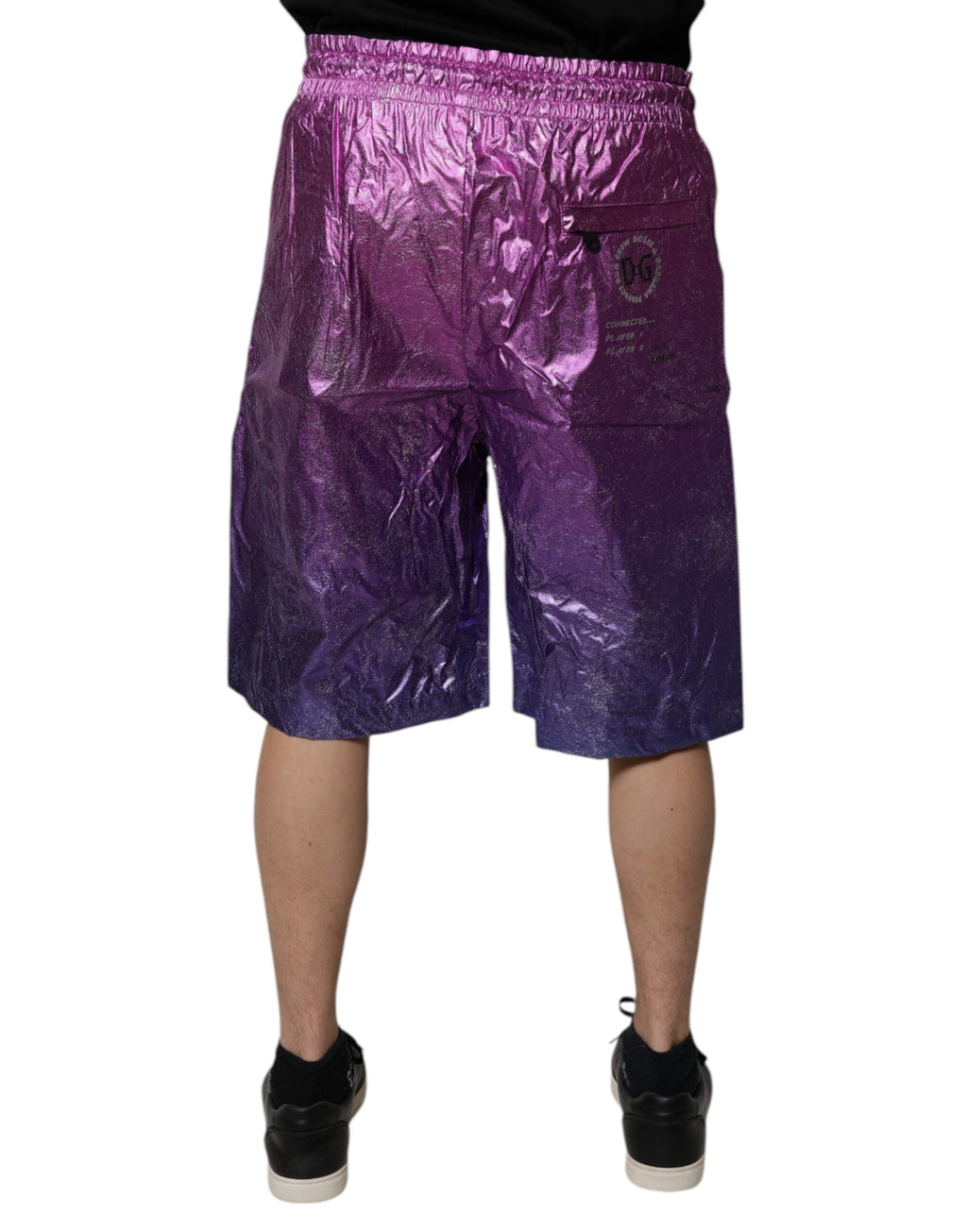 Dolce & Gabbana Metallic Pink Purple Two Tone Bermuda Shorts