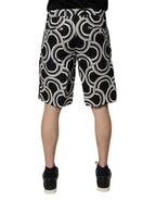 Dolce & Gabbana Black White Linen Bermuda Shorts