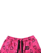 Dolce & Gabbana Pink Cotton Heart Print Bermuda Shorts