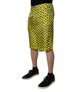 Dolce & Gabbana Green Silk Heart Print Bermuda Shorts