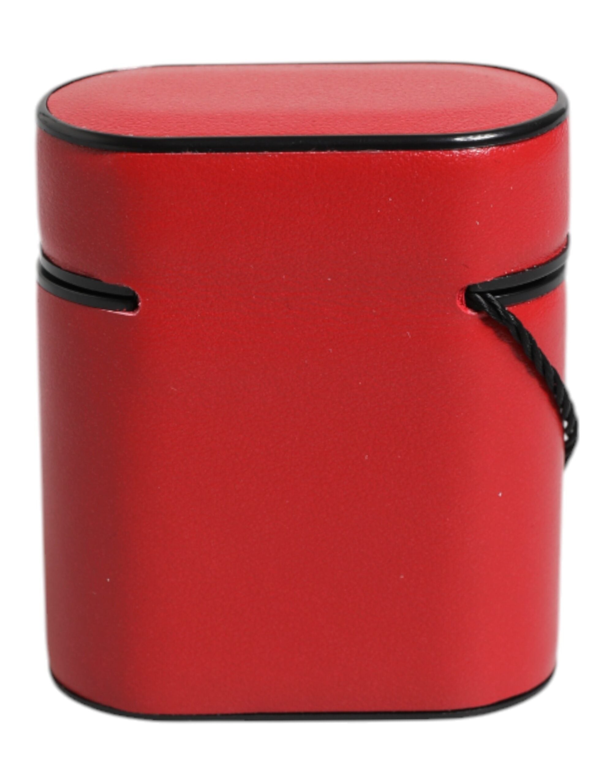 Dolce & Gabbana Red Calfskin Leather Logo Print Flip Holder Airpods Case