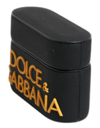 Dolce & Gabbana Black Yellow Silicone Embossed Logo Airpods Case
