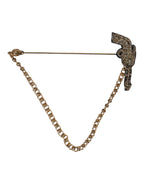 Dolce & Gabbana Black Gold Brass Copper Revolver Brooch Lapel Pin