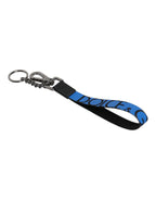 Dolce & Gabbana Blue Logo Nylon Silver Brass Men Holder Keychain Keyring